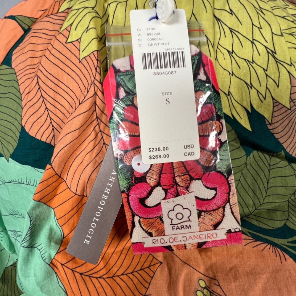 NWT Farm Rio Long Sleeve Floral Midi Dress Anthropologie Breezy (S‎) - Picture 7 of 7